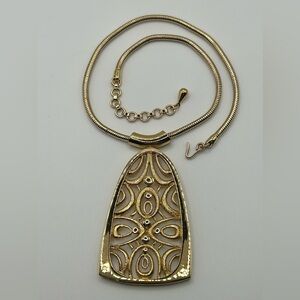 Vintage Monet Gold Tone Pendant on Adjustable Snake Chain Necklace